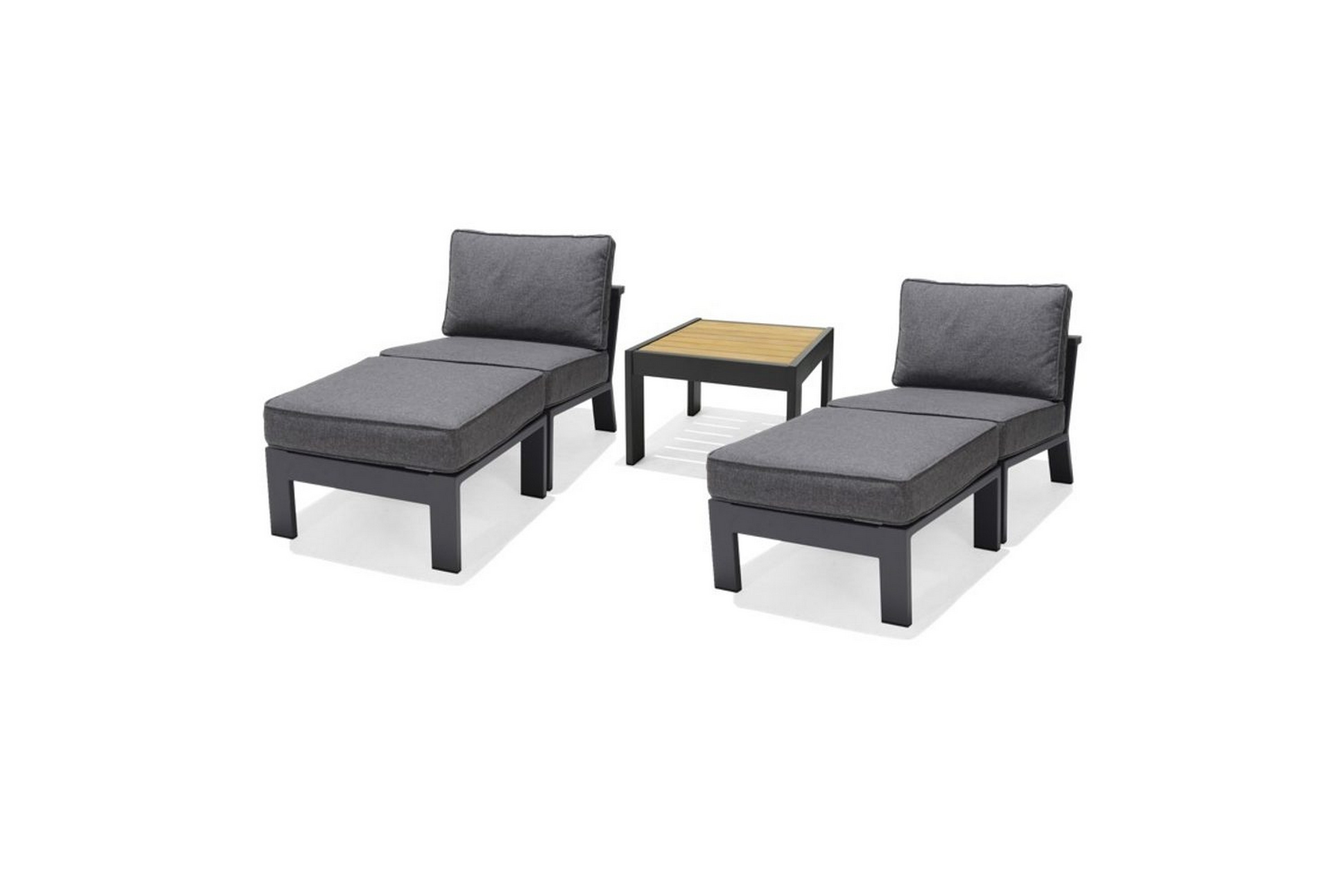 utomhusmöbelgrupp lifestyle garden palau 2x sidostol + 2x ottoman + sidobord 60 cm -