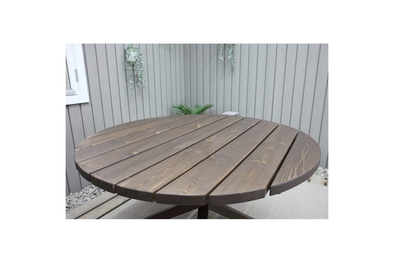 Utomhusmöbelgrupp Ø 112 cm bord & 4 Levanto grå stolar Brun - Brun - Utemöbler - Utegrupp - Matgrupper utomhus