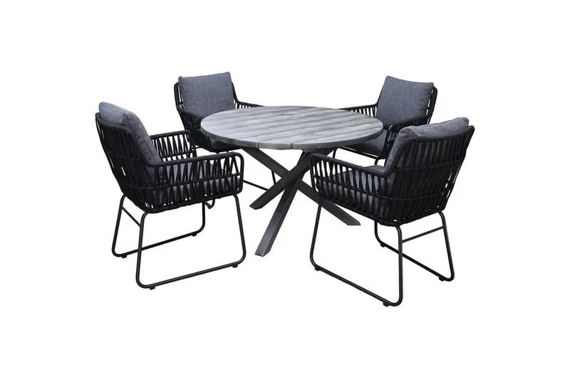 Utomhusmöbelgrupp Ø 112 cm bord & 4 Levanto grå stolar Grå, Grå