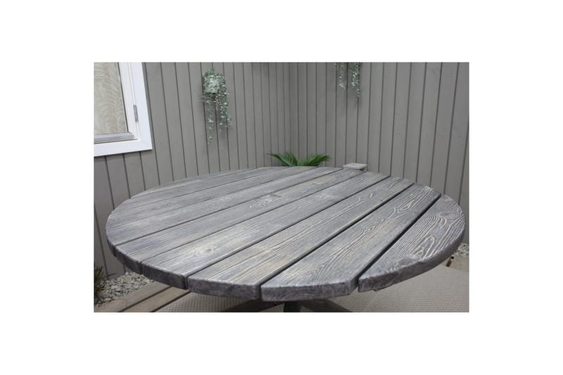 Utomhusmöbelgrupp Ø 112 cm bord & 4 Levanto grå stolar Grå - Grå - Utemöbler - Utegrupp - Matgrupper utomhus