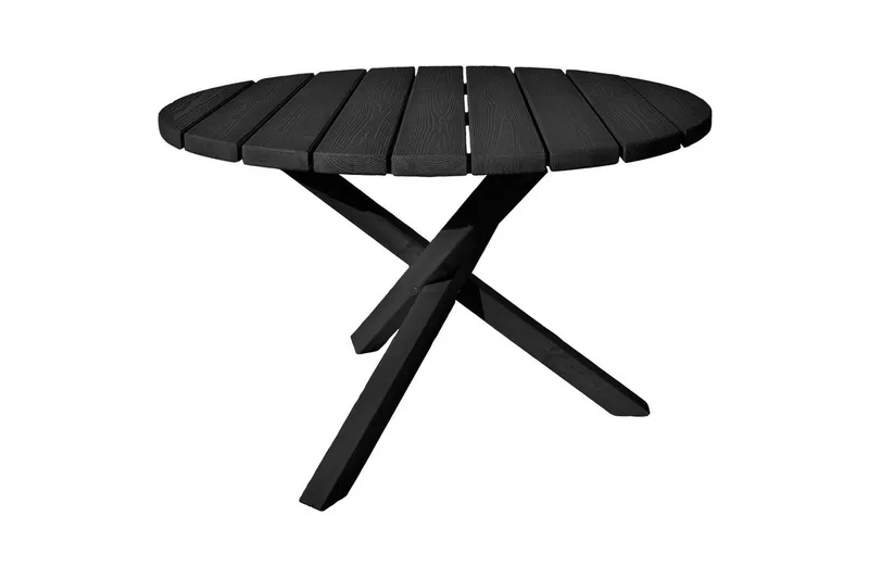 Utomhusmöbelgrupp Ø 112 cm bord & 4 Levanto grå stolar Svart - Svart - Utemöbler - Balkong - Balkongmöbler - Balkonggrupper