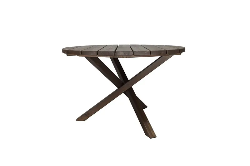 Utomhusmöbelgrupp Ø 112 cm bord & 4 Merida naturell stolar Brun - Brun - Utemöbler - Balkong - Balkongmöbler - Balkonggrupper