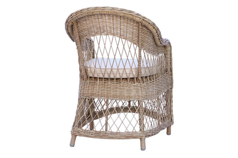 Utomhusmöbelgrupp Ø 112 cm bord & 4 Merida naturell stolar Brun - Brun - Utemöbler - Balkong - Balkongmöbler - Balkonggrupper