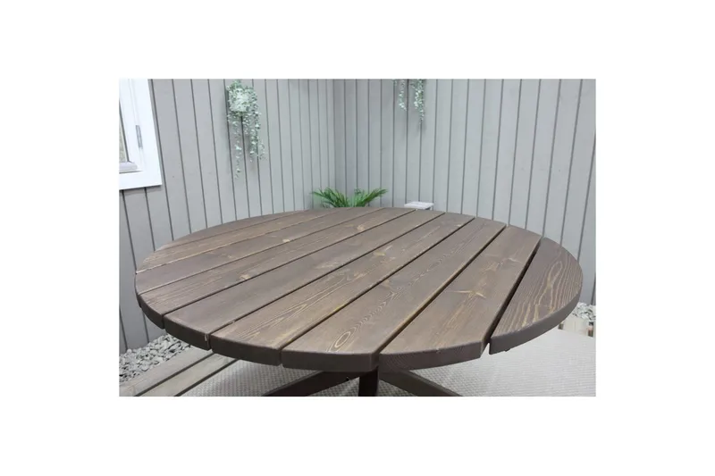 Utomhusmöbelgrupp Ø 112 cm bord & 4 Merida naturell stolar Brun - Brun - Utemöbler - Balkong - Balkongmöbler - Balkonggrupper