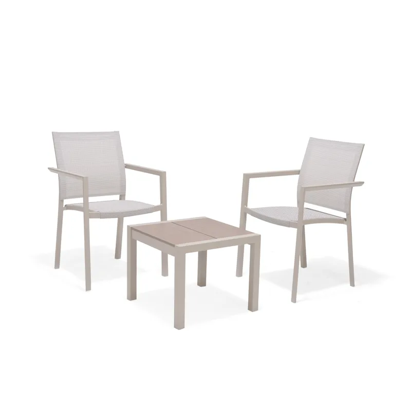 Utomhusset Urbanite sidobord 50 + 2 carverstolar, ljusgrå