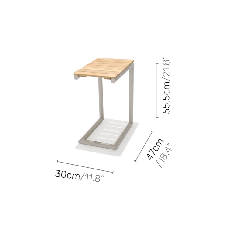 Utomhusset Portals solstol + C-shape sidobord - beige/trä - Utemöbler - Utestolar & fåtöljer - Solstol