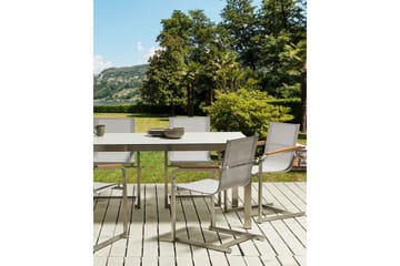 ZERVO Karmstol Utomhus 4 st Beige/Silver - Utemöbler - Balkong - Balkongmöbler - Balkongstolar