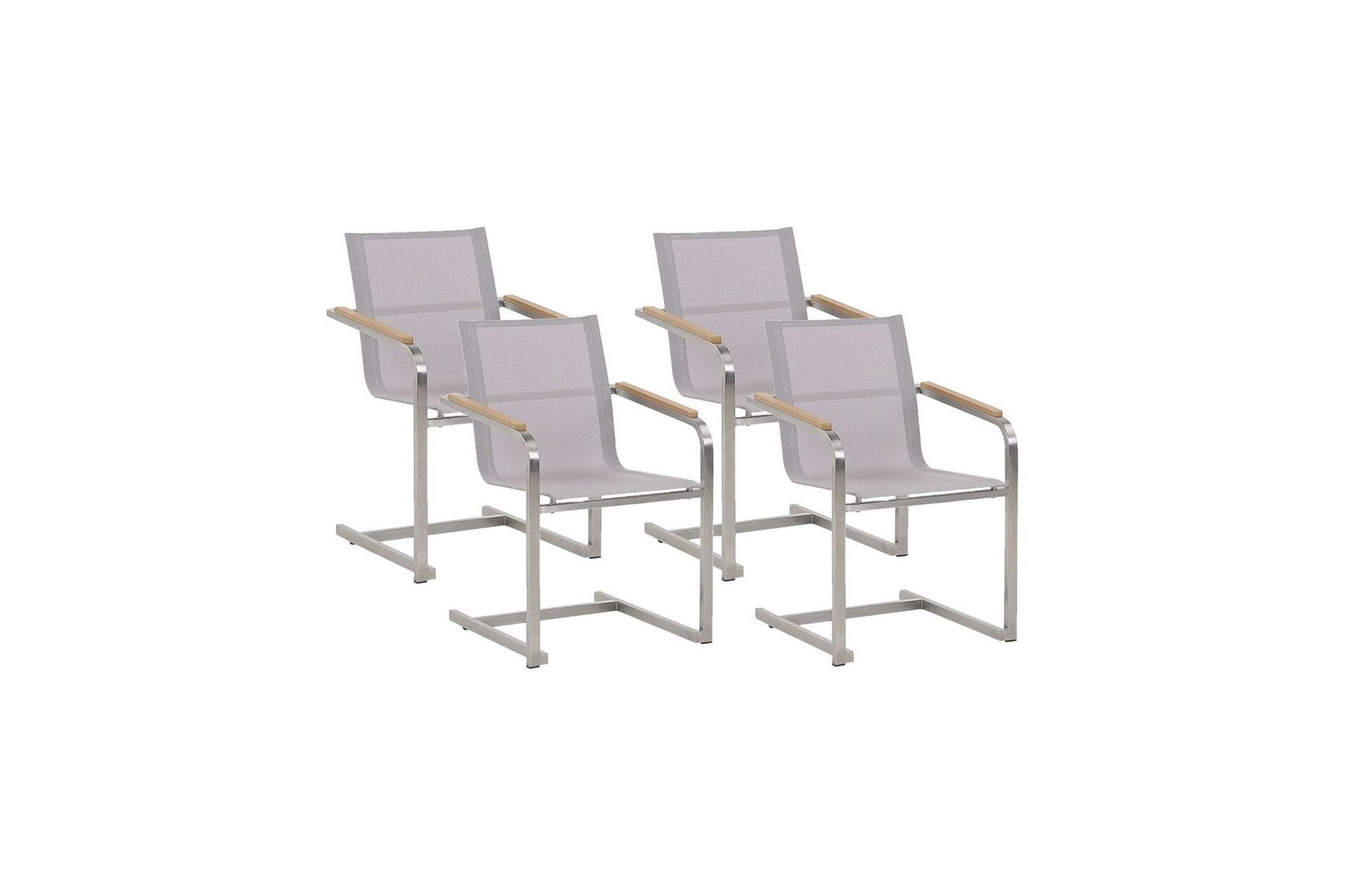 ZERVO Karmstol Utomhus 4 st Beige/Silver - Utemöbler - Balkong - Balkongmöbler - Balkongstolar