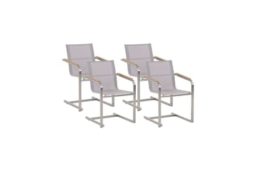 ZERVO Karmstol Utomhus 4 st Beige/Silver - Utemöbler - Balkong - Balkongmöbler - Balkongstolar