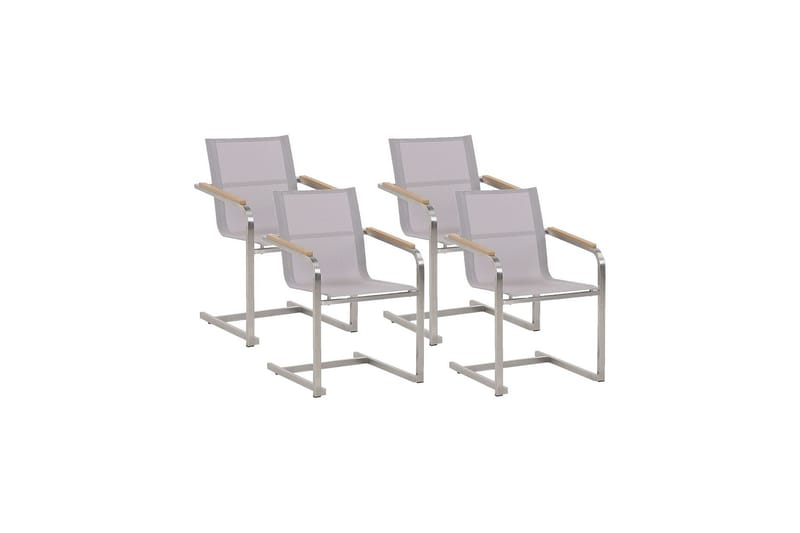 ZERVO Karmstol Utomhus 4 st Beige/Silver - Utemöbler - Balkong - Balkongmöbler - Balkongstolar