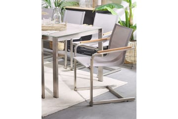 ZERVO Karmstol Utomhus 4 st Beige/Silver - Utemöbler - Balkong - Balkongmöbler - Balkongstolar