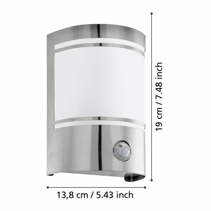 Utvändig vägglampa Cerno med sensor - Rostfritt Stål - Utemöbler - Balkong - Balkongbelysning