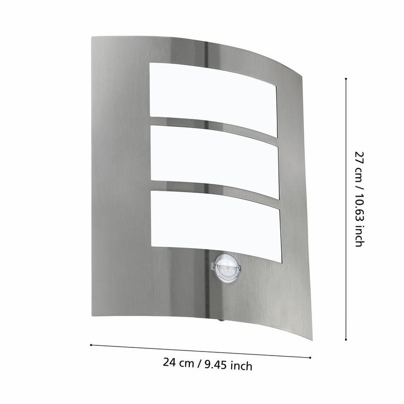 Utvändig vägglampa City med sensor - Rostfritt Stål - Belysning - Utomhusbelysning - Fasadbelysning