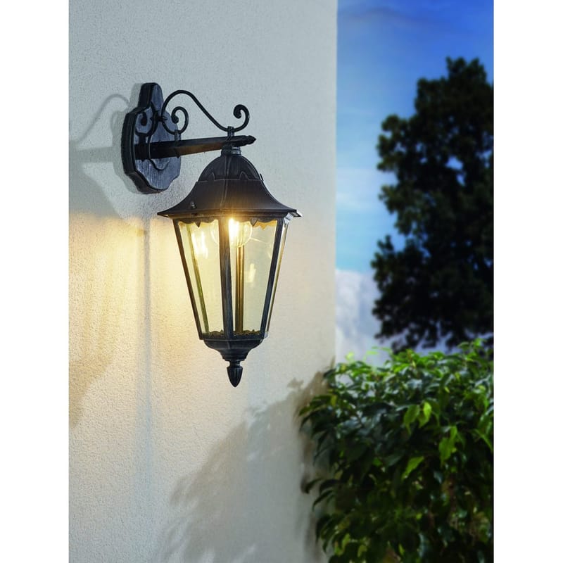 Utvändig vägglampa Navedo Nedåtriktad - Svart/Silverpatina - Utemöbler - Balkong - Balkongbelysning