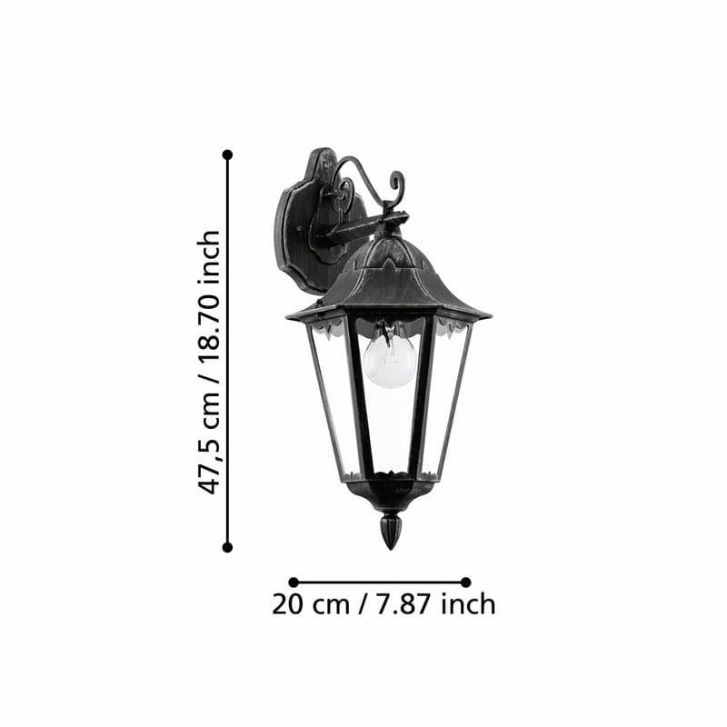 Utvändig vägglampa Navedo Nedåtriktad - Svart/Silverpatina - Utemöbler - Balkong - Balkongbelysning