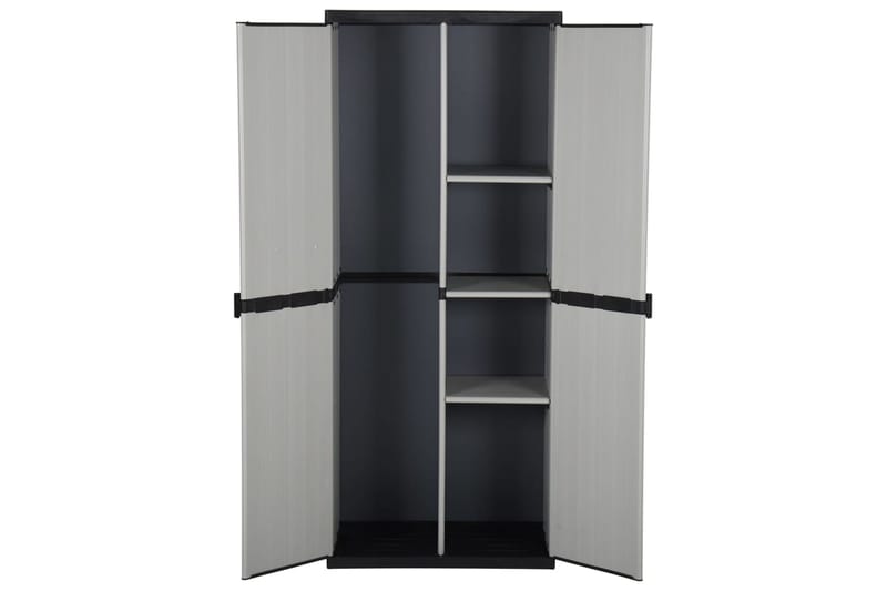 beBasic Trädgårdsskåp 3 hyllor grå och svart 68x40x168 cm - Utemöbler - Dynförvaring & möbelskydd - Dynboxar & dynlådor