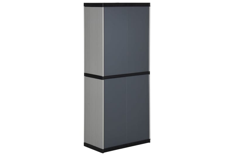beBasic Trädgårdsskåp 3 hyllor grå och svart 68x40x168 cm - Utemöbler - Dynförvaring & möbelskydd - Dynboxar & dynlådor