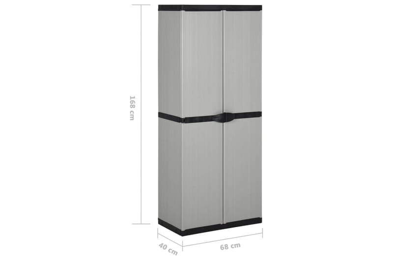 beBasic Trädgårdsskåp 3 hyllor grå och svart 68x40x168 cm - Utemöbler - Dynförvaring & möbelskydd - Dynboxar & dynlådor