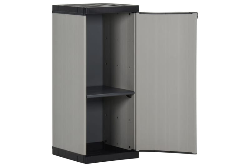 beBasic Trädgårdsskåp med 1 hylla grå och svart 35x40x85 cm - Utemöbler - Dynförvaring & möbelskydd - Dynboxar & dynlådor