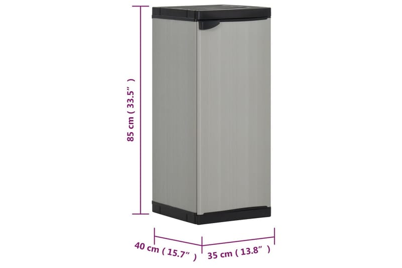 beBasic Trädgårdsskåp med 1 hylla grå och svart 35x40x85 cm - Utemöbler - Dynförvaring & möbelskydd - Dynboxar & dynlådor