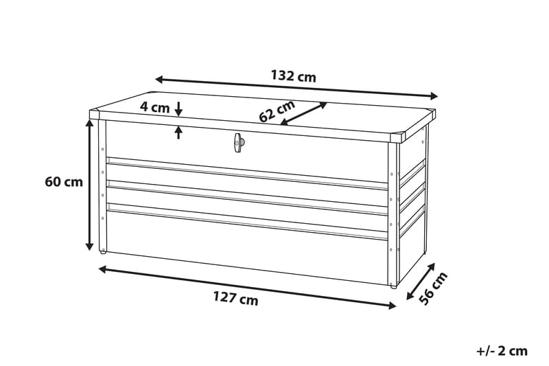 CEBROSA Dynlåda 62|132|64 cm - Svart/Grå - Utemöbler - Dynförvaring & möbelskydd - Dynboxar & dynlådor