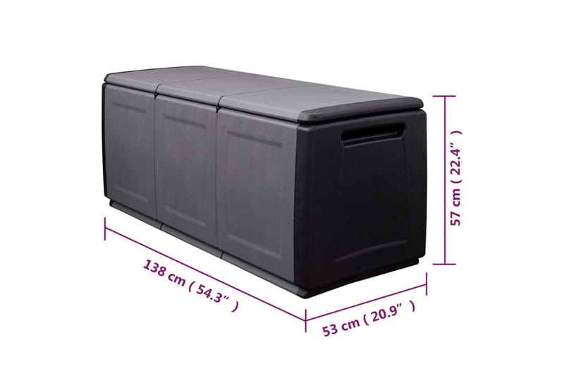 Dynbox 138x53x57 cm 330 L mörkgrå och svart - Grå - Dynboxar & dynlådor