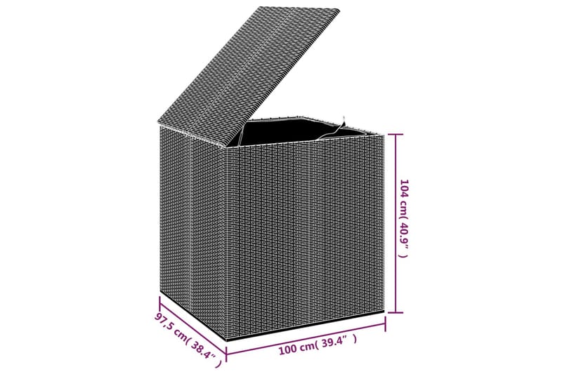 Dynbox PE-rotting 100x97,5x104 cm svart - Svart - Dynboxar & dynlådor