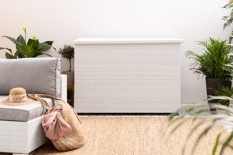 Gigant vattentät dynbox XL utomhus - Dynlåda i konstrotting (B150xD90xH101 cm) - Vit - Utemöbler - Dynförvaring & möbelskydd - Dynboxar & dynlådor