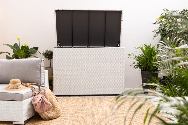 Gigant vattentät dynbox XL utomhus - Dynlåda i konstrotting (B150xD90xH101 cm) - Vit - Utemöbler - Dynförvaring & möbelskydd - Dynboxar & dynlådor