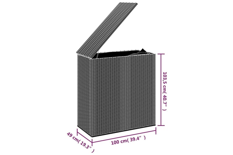 Dynbox PE-rotting 100x49x103,5 cm svart - Svart - Dynboxar & dynlådor