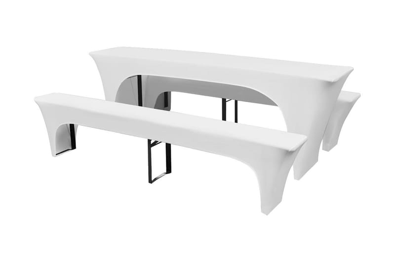 3 Möbelöverdrag för ölbord och bänkar stretch Vit 220x50x80 - Vit - Utemöbler - Dynförvaring & möbelskydd - Överdrag utemöbler