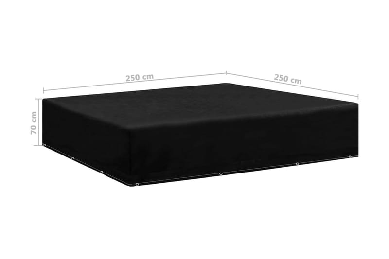 Ã–verdrag för trädgårdsmöbler 12 öljetter 250x250x70 cm - Svart - Utemöbler - Dynförvaring & möbelskydd - Överdrag utemöbler