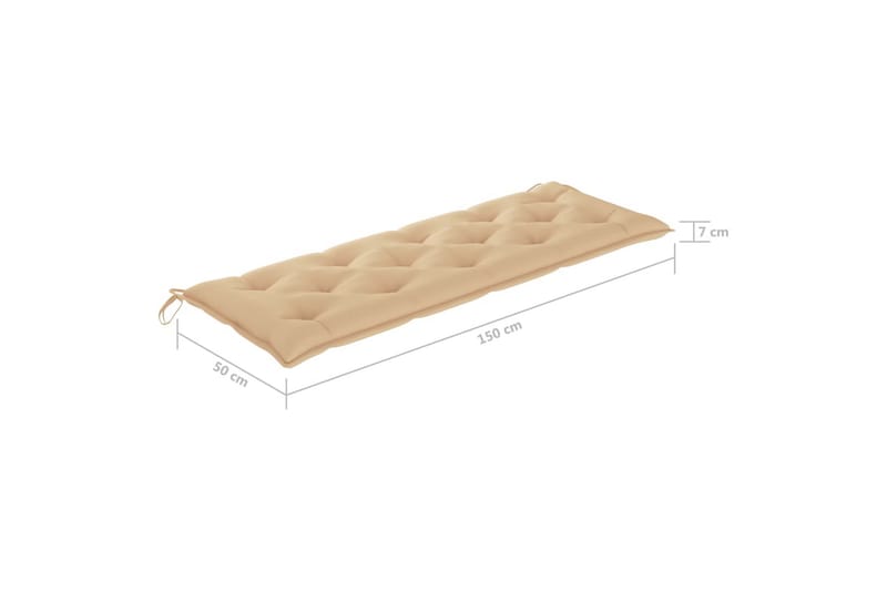 Bänkdyna för trädgården beige 150x50x7 cm tyg - Beige - Soffdynor & bänkdynor utemöbler