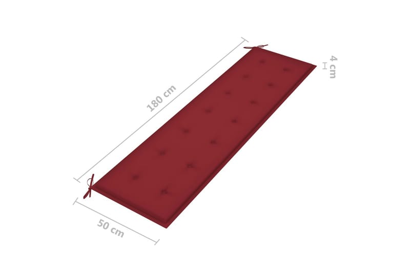 Bänkdyna för trädgården vinröd 180x50x4 cm tyg - Vinröd - Utemöbler - Dynor - Soffdynor & bänkdynor utemöbler