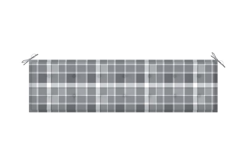 Dyna för trädgårdsbänk grått rutmönster 180x50x4 cm tyg - Flerf�ärgad - Utemöbler - Dynor - Soffdynor & bänkdynor utemöbler