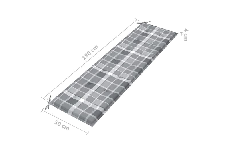 Dyna för trädgårdsbänk grått rutmönster 180x50x4 cm tyg - Flerfärgad - Utemöbler - Dynor - Soffdynor & bänkdynor utemöbler