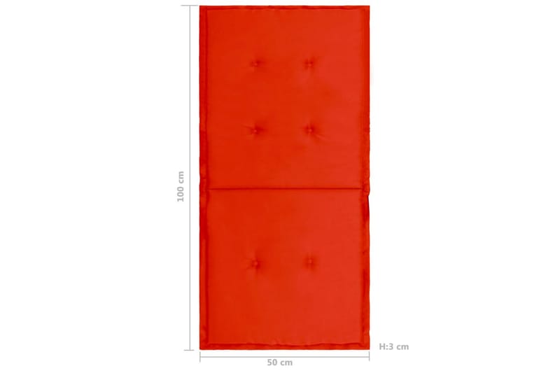 Dynor för trädgårdsstolar 2 st röd 100x50x3 cm - Röd - Ryggdynor & sittdynor utemöbler