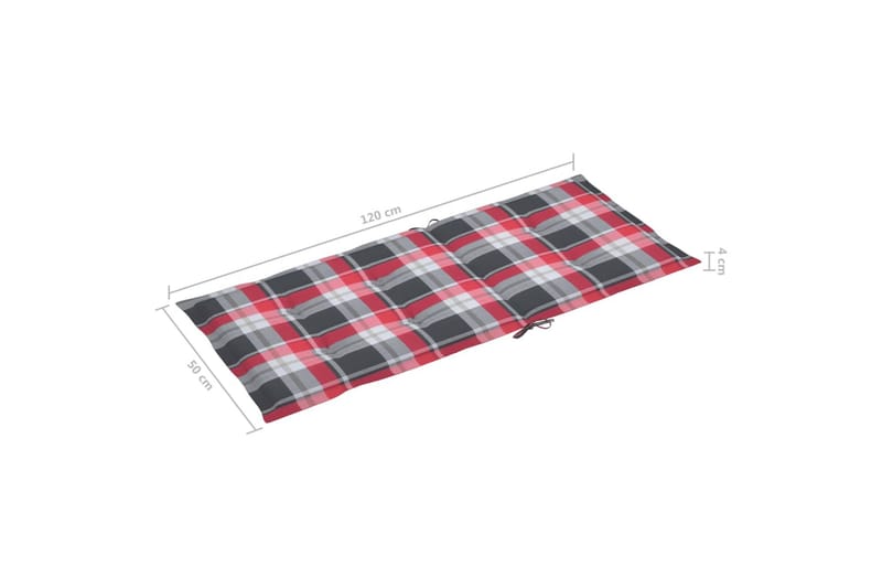 Dynor för trädgårdsstolar 4 st rött rutmönster 120x50x4 cm - Flerfärgad - Utemöbler - Dynor - Ryggdynor & sittdynor utemöbler