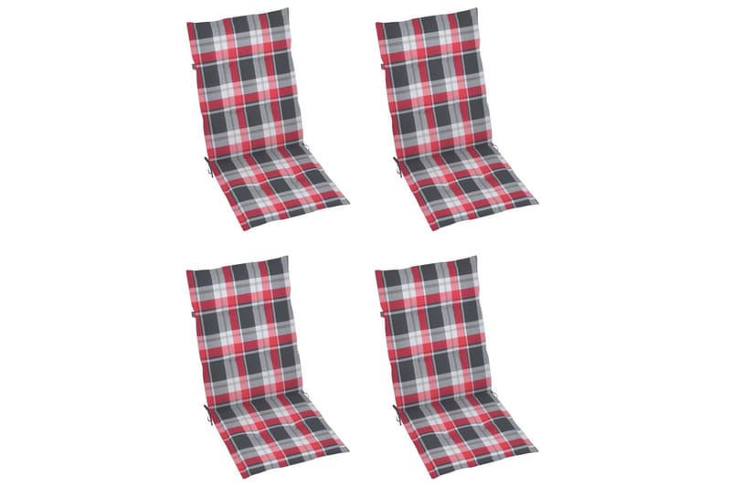 Dynor för trädgårdsstolar 4 st rött rutmönster 120x50x4 cm - Flerfärgad - Utemöbler - Dynor - Ryggdynor & sittdynor utemöbler