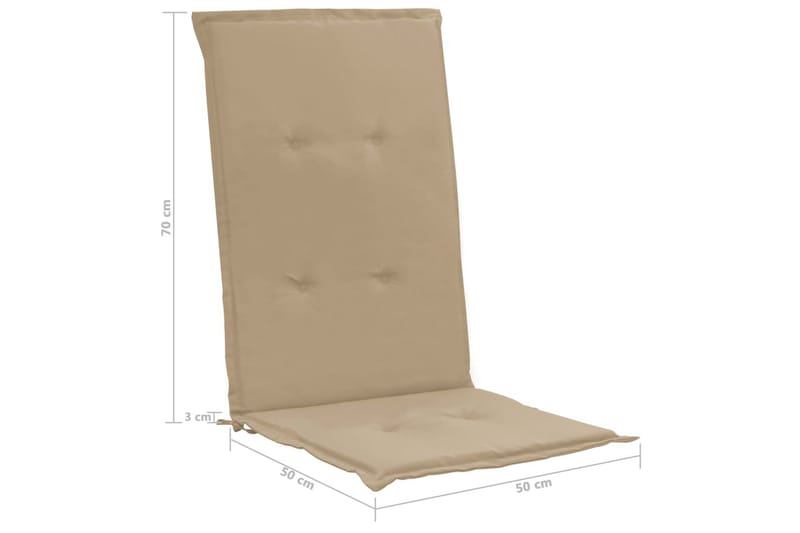 Stolsdynor för trädgården 2 st beige 120x50x3 cm - Beige - Utemöbler - Dynor - Positionsdynor