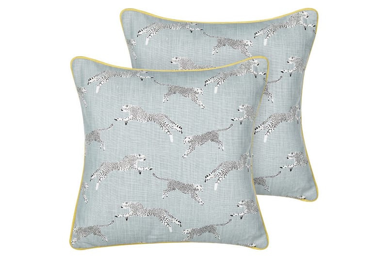 Prydnadskuddar Arales set om 2 Grå/vit/svart/gul, Fyrkantig, Grå/vit/svart/gul, Fyrkantig