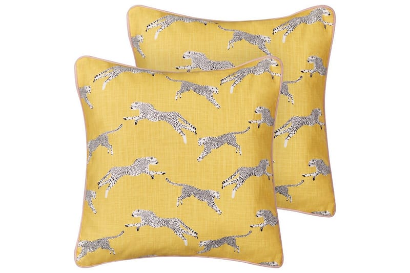 Prydnadskuddar Arales set om 2 Gul/vit/svart/rosa, Fyrkantig, Gul/vit/svart/rosa, Fyrkantig