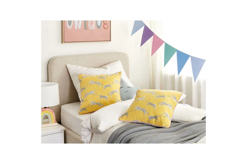 Prydnadskuddar Arales set om 2 Gul/vit/svart/rosa, Fyrkantig - Gul/vit/svart/rosa, Fyrkantig - Textilier & mattor - Kuddar & plädar - Utomhuskudde