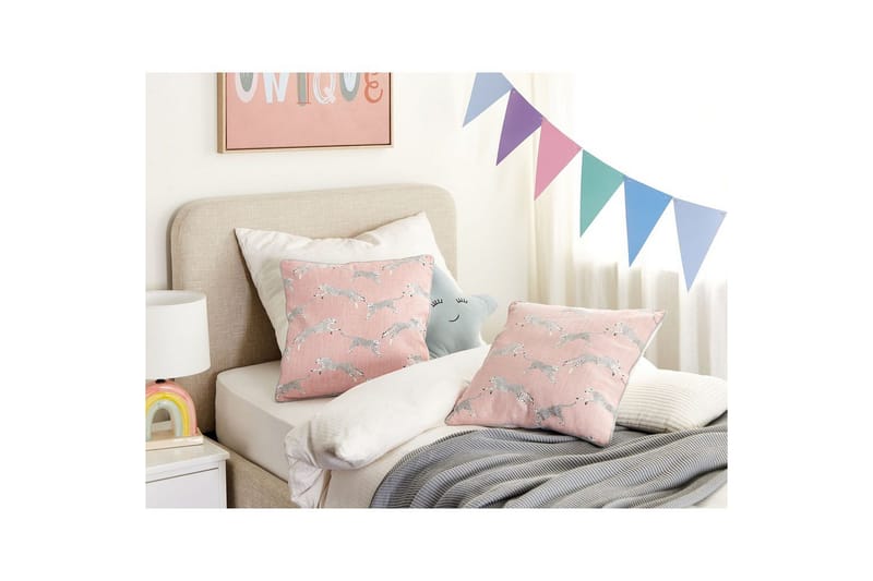 Prydnadskuddar Arales set om 2 Rosa/vit/svart/grå, Fyrkantig - Rosa/vit/svart/grå, Fyrkantig - Textilier & mattor - Kuddar & plädar - Utomhuskudde