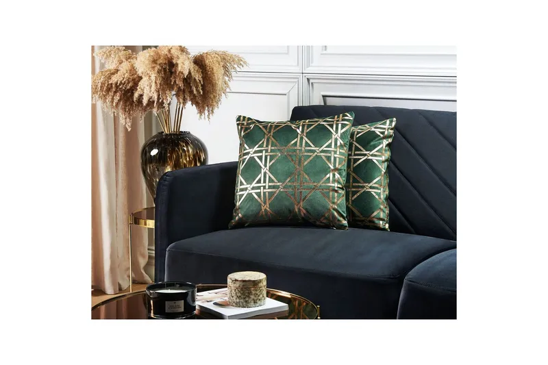 Prydnadskuddar Cassia set om 2 Grön/guld - Grön/guld - Textilier & mattor - Kuddar & plädar - Prydnadskuddar & kuddfodral