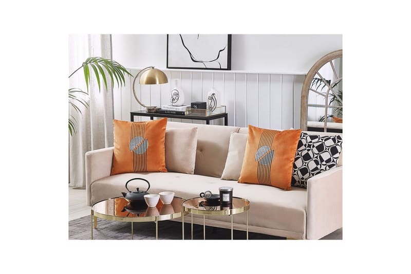 Prydnadskuddar Ceropegia set om 2 Orange - Orange - Utemöbler - Dynor - Soffdynor & bänkdynor utemöbler