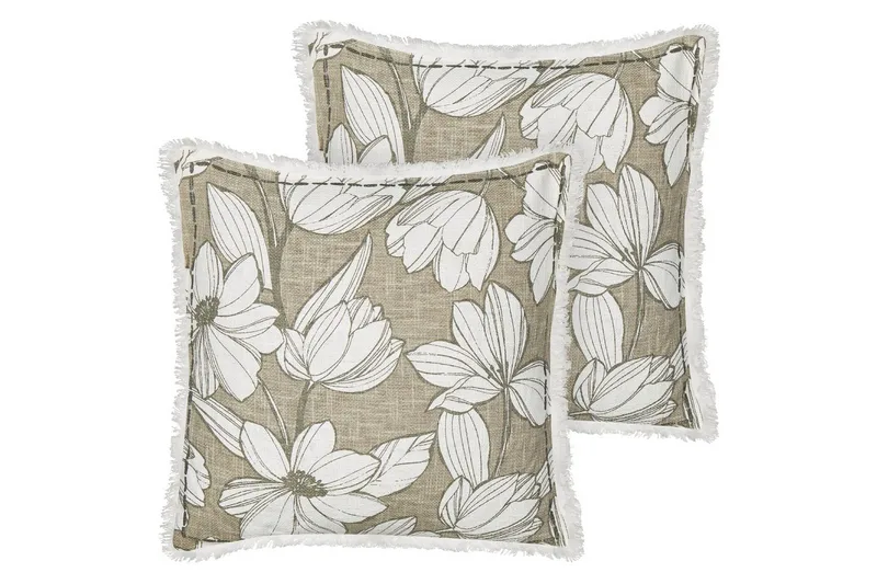 Prydnadskuddar Cyanotis set om 2 Vit/Grön, Vit/Grön