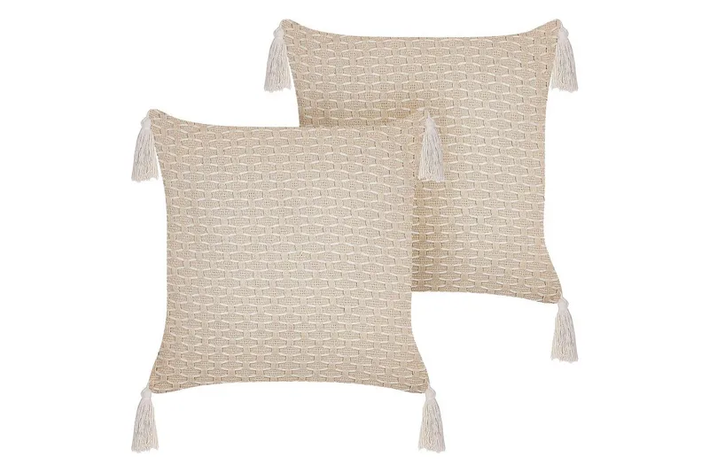 Prydnadskuddar Hakone set om 2 Beige, Fyrkantig, Beige, Fyrkantig