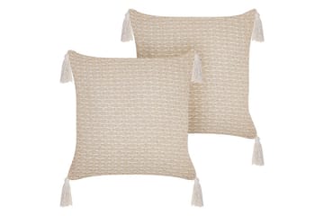 Prydnadskuddar Hakone set om 2 Beige, Fyrkantig