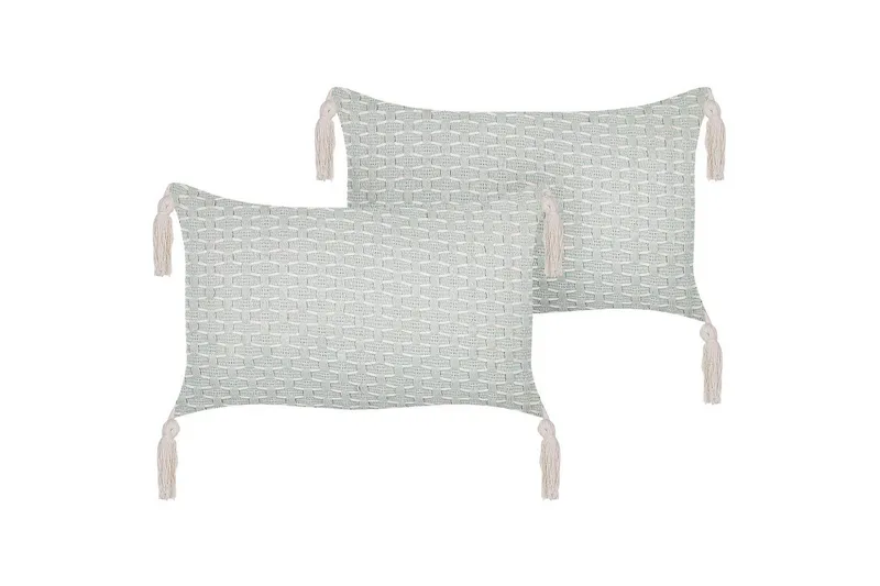 Prydnadskuddar Hakone set om 2 Grön/beige, Rektangulär, Grön/beige, Rektangulär